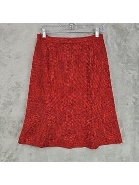 Kasper Skirt Womens 6P Red Tweed A Line Knee Length Lined Zip Work Office